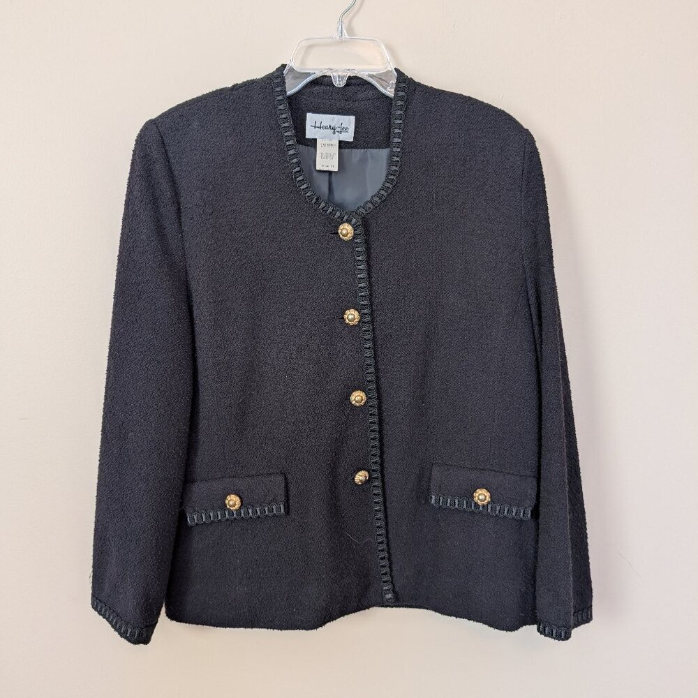 VINTAGE Henry Lee black blazer 16 jacket gold buttons EUC